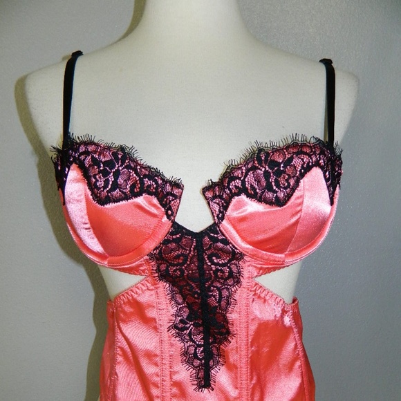Frederick's of Hollywood Other - FREDERICKS of Hollywood pink/black satin corset 34